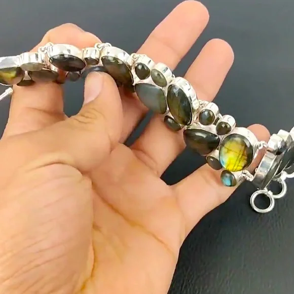 925 sterling silver Labordarite bracelet! Extraordinarily beautiful!! HANDMADE!! - Picture 5 of 7